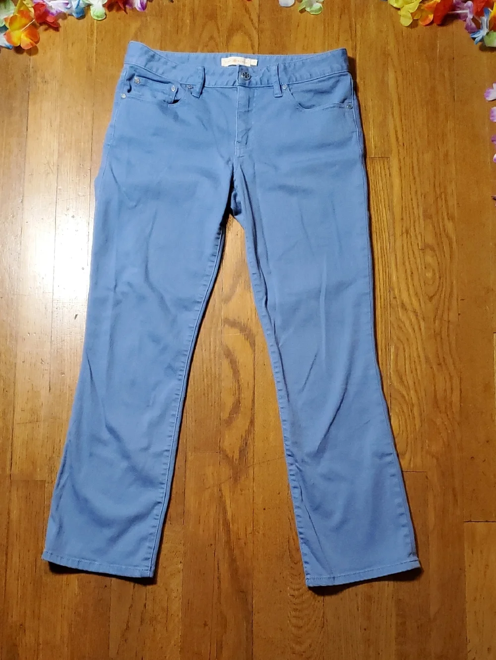 Light Blue Straight-Leg Pants